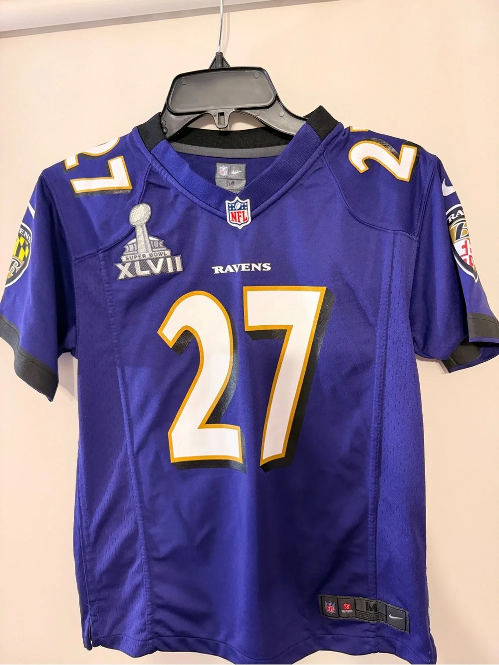 Nike Baltimore Ravens Youth Size M Purple and Gold #27 Football Jersey